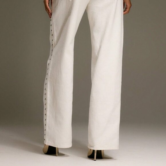 White Casual Women's Wide Leg Denim Jeans - Picture 4 of 6